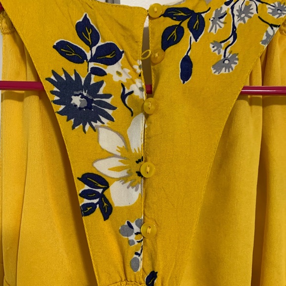 Yellow & navy blue printed dress. NWOT - Picture 3 of 5